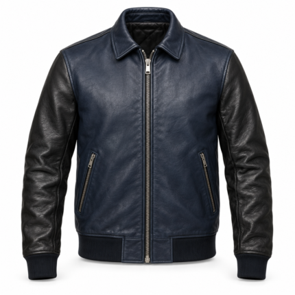 Comet Midnight Blue / Black Men's Leather Sport Flight Bomber | Blackstone Jackets