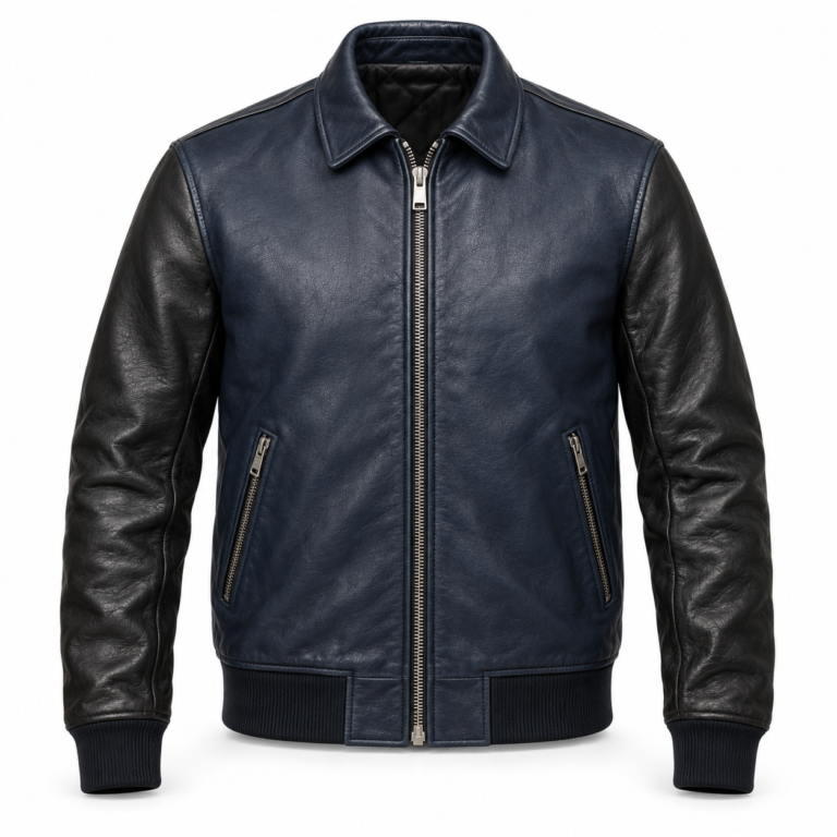 Comet Midnight Blue / Black Men's Leather Sport Flight Bomber | Blackstone Jackets