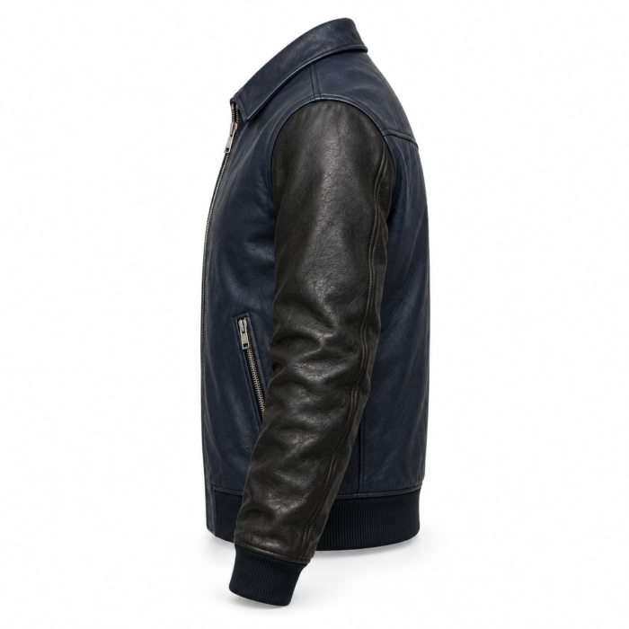 Comet Midnight Blue / Black Men's Leather Sport Flight Bomber | Blackstone Jackets