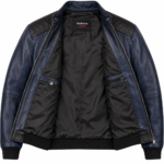 Comet Midnight Blue / Black Men's Leather Sport Flight Bomber | Blackstone Jackets