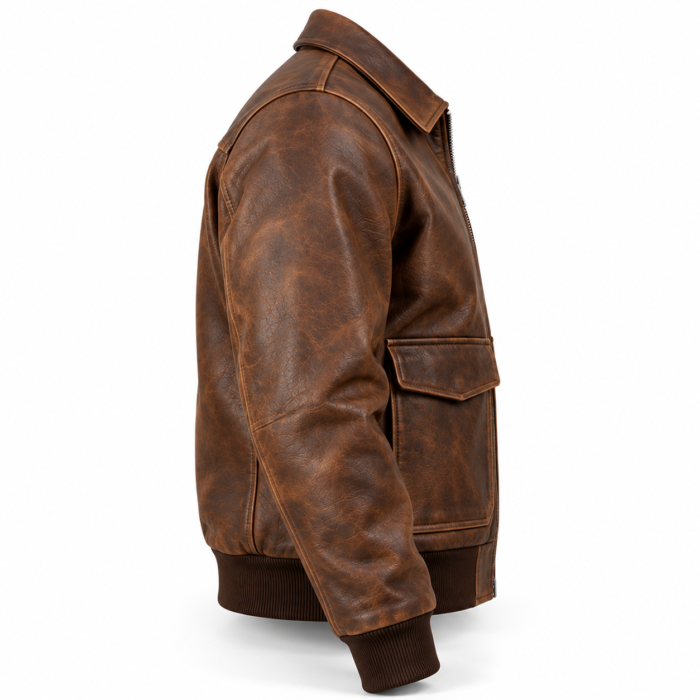 Dakota Distressed Brown Men's Aviator Leather Jacket | Blackstone Jackets