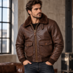 Ranger Espresso Brown Men's G-1 Flight Leather Jacket | Blackstone Jackets