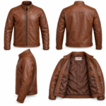 Falcon Cognac Brown Men's Aviator Leather Jacket | Blackstone Jackets