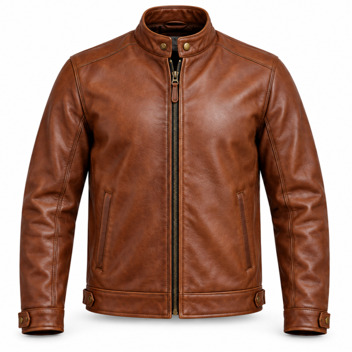 Falcon Cognac Brown Men's Aviator Leather Jacket | Blackstone Jackets