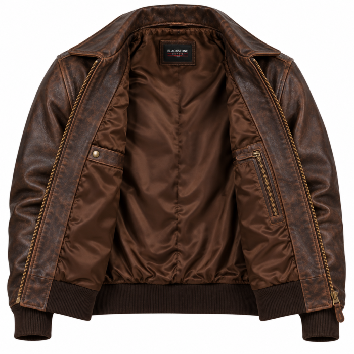 Dakota Chocolate Brown Men's Leather Heritage Flight Jacket | Blackstone Jackets