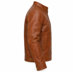 Falcon Cognac Brown Men's Aviator Leather Jacket | Blackstone Jackets
