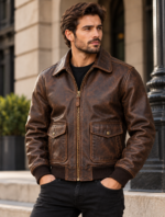Dakota Chocolate Brown Men's Leather Heritage Flight Jacket | Blackstone Jackets
