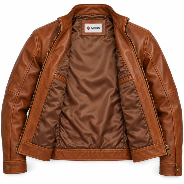 Falcon Cognac Brown Men's Aviator Leather Jacket | Blackstone Jackets