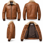Frontier Light Tobacco Brown Men's Aviator Leather Jacket | Blackstone Jackets