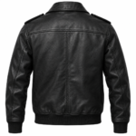 Drake Matte Black Men's Leather Clean Aviator Jacket | Blackstone Jackets