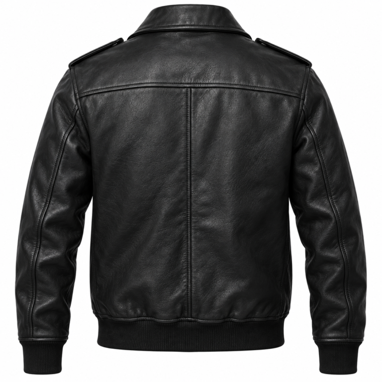 Drake Matte Black Men's Leather Clean Aviator Jacket | Blackstone Jackets