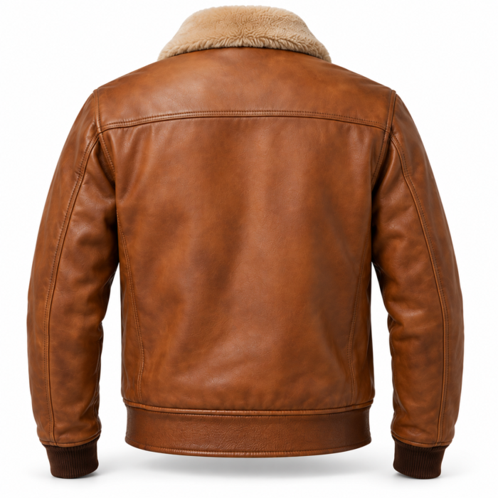 Frontier Light Tobacco Brown Men's Aviator Leather Jacket | Blackstone Jackets