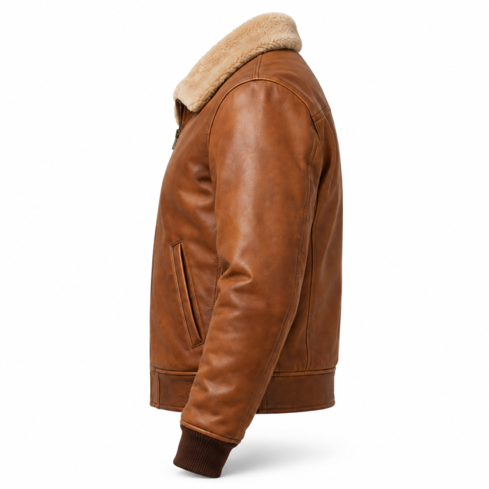 Frontier Light Tobacco Brown Men's Aviator Leather Jacket | Blackstone Jackets