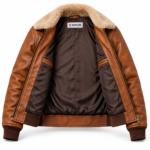 Frontier Light Tobacco Brown Men's Aviator Leather Jacket | Blackstone Jackets