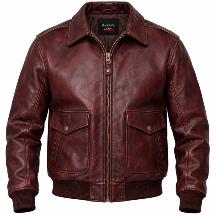 Falcon Oxblood Men's Leather Slim Aviator Racer Hybrid | Blackstone Jackets