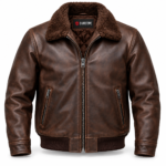 Hawk Espresso Brown Men's Aviator Leather Jacket | Blackstone Jackets