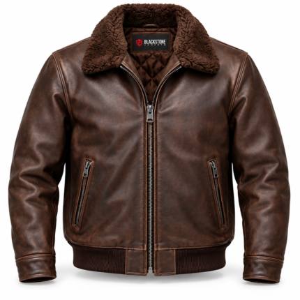 Hawk Espresso Brown Men's Aviator Leather Jacket | Blackstone Jackets