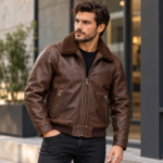 Hawk Espresso Brown Men's Aviator Leather Jacket | Blackstone Jackets
