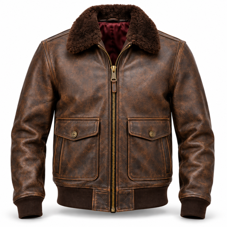 Hudson Distressed Seal Brown Men's G-1 Flight Leather Jacket | Blackstone Jackets