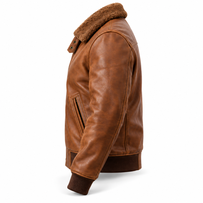 Orion Light Tobacco Brown Men's Aviator Leather Jacket | Blackstone Jackets