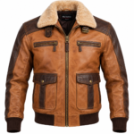 Frontier Camel / Dark Brown Men's Leather Western Aviator Jacket | Blackstone Jackets