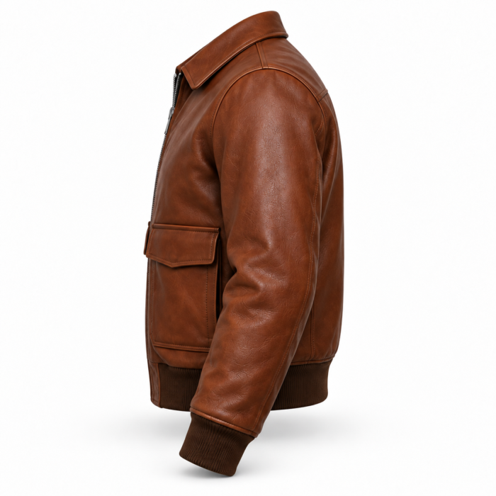 Hudson Russet Brown Men's Aviator Leather Jacket | Blackstone Jackets