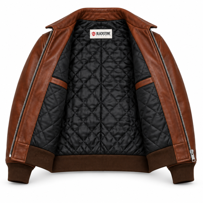 Hudson Russet Brown Men's Aviator Leather Jacket | Blackstone Jackets