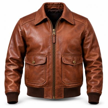 Bishop Russet Brown Men's A-2 Flight Leather Jacket | Blackstone Jackets