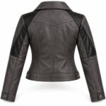 Vega Charcoal Black Women's Leather Cropped Aviator Jacket | Blackstone Jackets