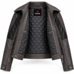 Vega Charcoal Black Women's Leather Cropped Aviator Jacket | Blackstone Jackets