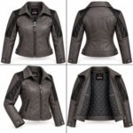 Vega Charcoal Black Women's Leather Cropped Aviator Jacket | Blackstone Jackets