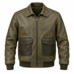 Hawkeye Olive Men's Leather Utility Aviator Bomber | Blackstone Jackets