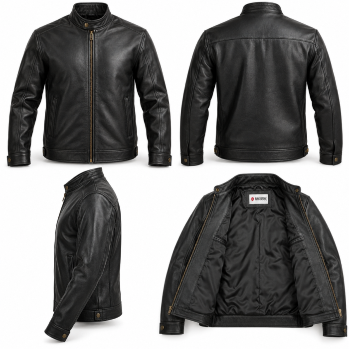 Jetstream Black Men's Aviator Leather Jacket | Blackstone Jackets