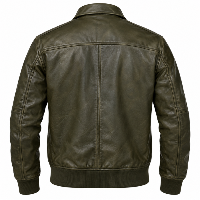 Hawkeye Olive Men's Leather Utility Aviator Bomber | Blackstone Jackets