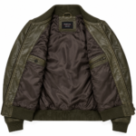 Hawkeye Olive Men's Leather Utility Aviator Bomber | Blackstone Jackets