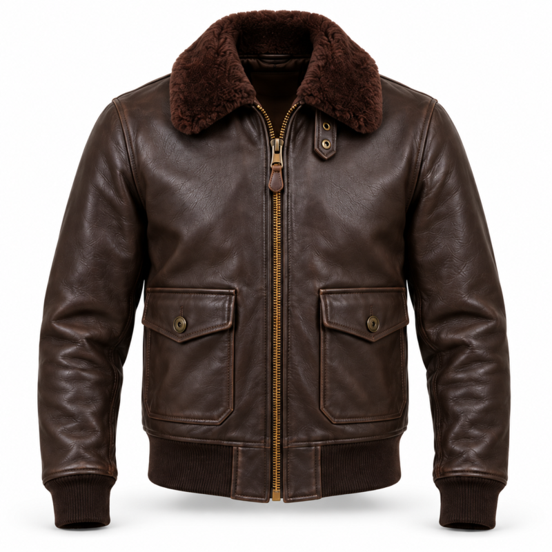 Altair Dark Chocolate Brown Men's G-1 Flight Leather Jacket | Blackstone Jackets