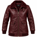 Hudson Burgundy Men's Leather Longline Aviator Jacket | Blackstone Jackets