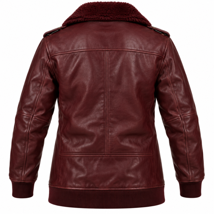 Hudson Burgundy Men's Leather Longline Aviator Jacket | Blackstone Jackets