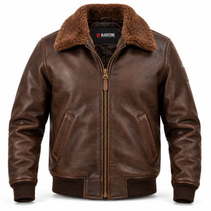 Liberty Seal Brown Men's Aviator Leather Jacket | Blackstone Jackets
