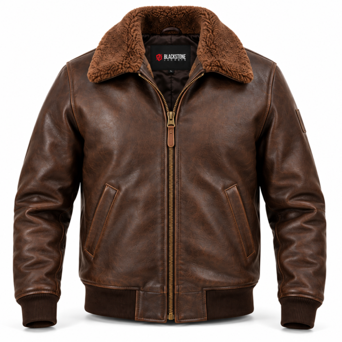 Liberty Seal Brown Men's Aviator Leather Jacket | Blackstone Jackets