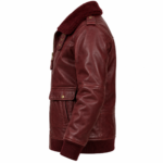 Hudson Burgundy Men's Leather Longline Aviator Jacket | Blackstone Jackets