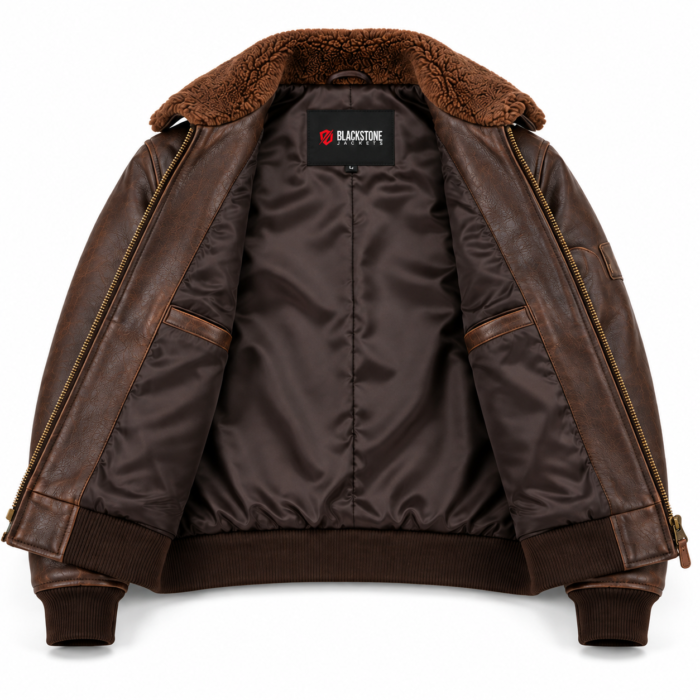 Liberty Seal Brown Men's Aviator Leather Jacket | Blackstone Jackets