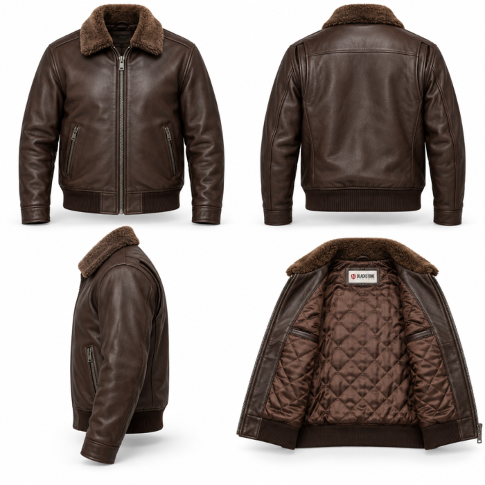 Maverick Dark Chocolate Brown Men's Aviator Leather Jacket | Blackstone Jackets