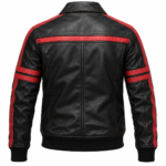 Jetstream Black / Red Men's Leather Performance Flight Bomber | Blackstone Jackets