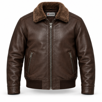 Maverick Dark Chocolate Brown Men's Aviator Leather Jacket | Blackstone Jackets