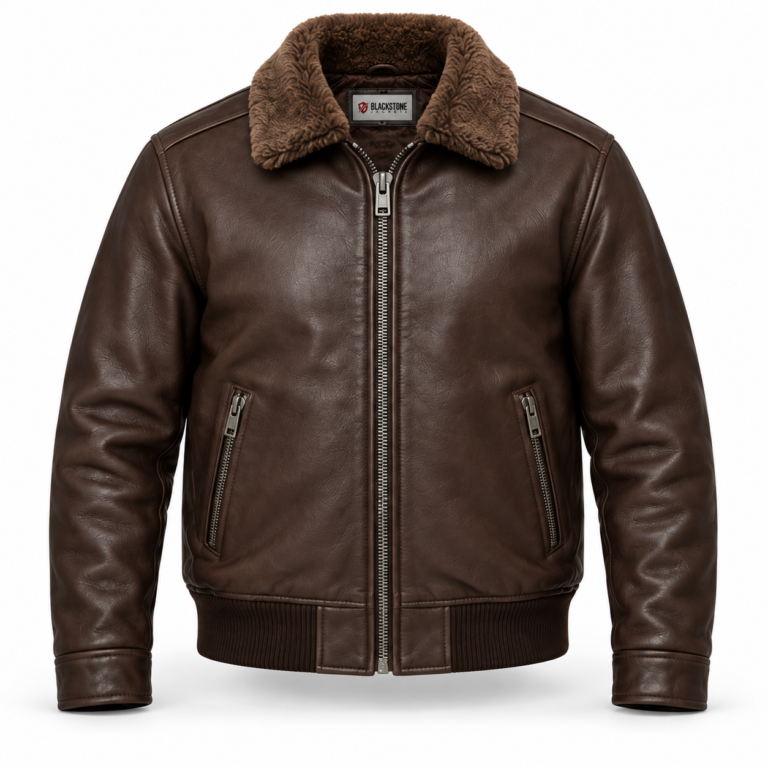 Maverick Dark Chocolate Brown Men's Aviator Leather Jacket | Blackstone Jackets