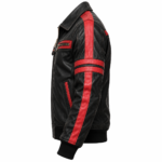 Jetstream Black / Red Men's Leather Performance Flight Bomber | Blackstone Jackets