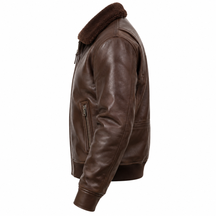 Maverick Dark Chocolate Brown Men's Aviator Leather Jacket | Blackstone Jackets