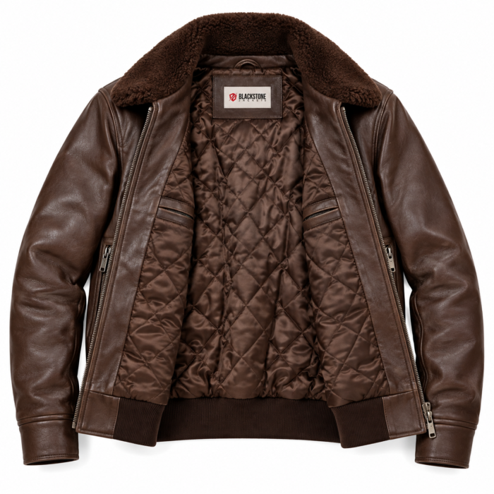 Maverick Dark Chocolate Brown Men's Aviator Leather Jacket | Blackstone Jackets