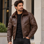 Maverick Dark Chocolate Brown Men's Aviator Leather Jacket | Blackstone Jackets